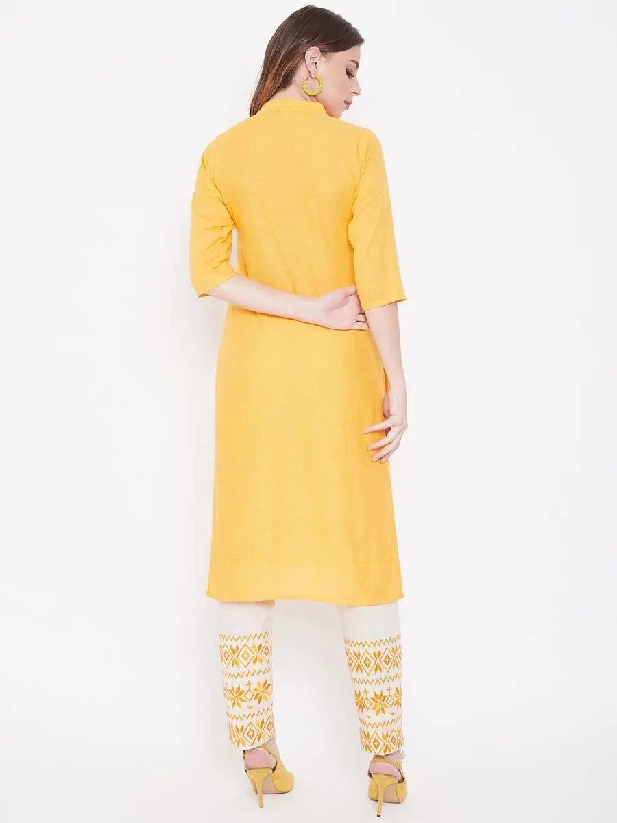 winered-yellow-straight-cotton-embroidered-kurta-and-pant-set