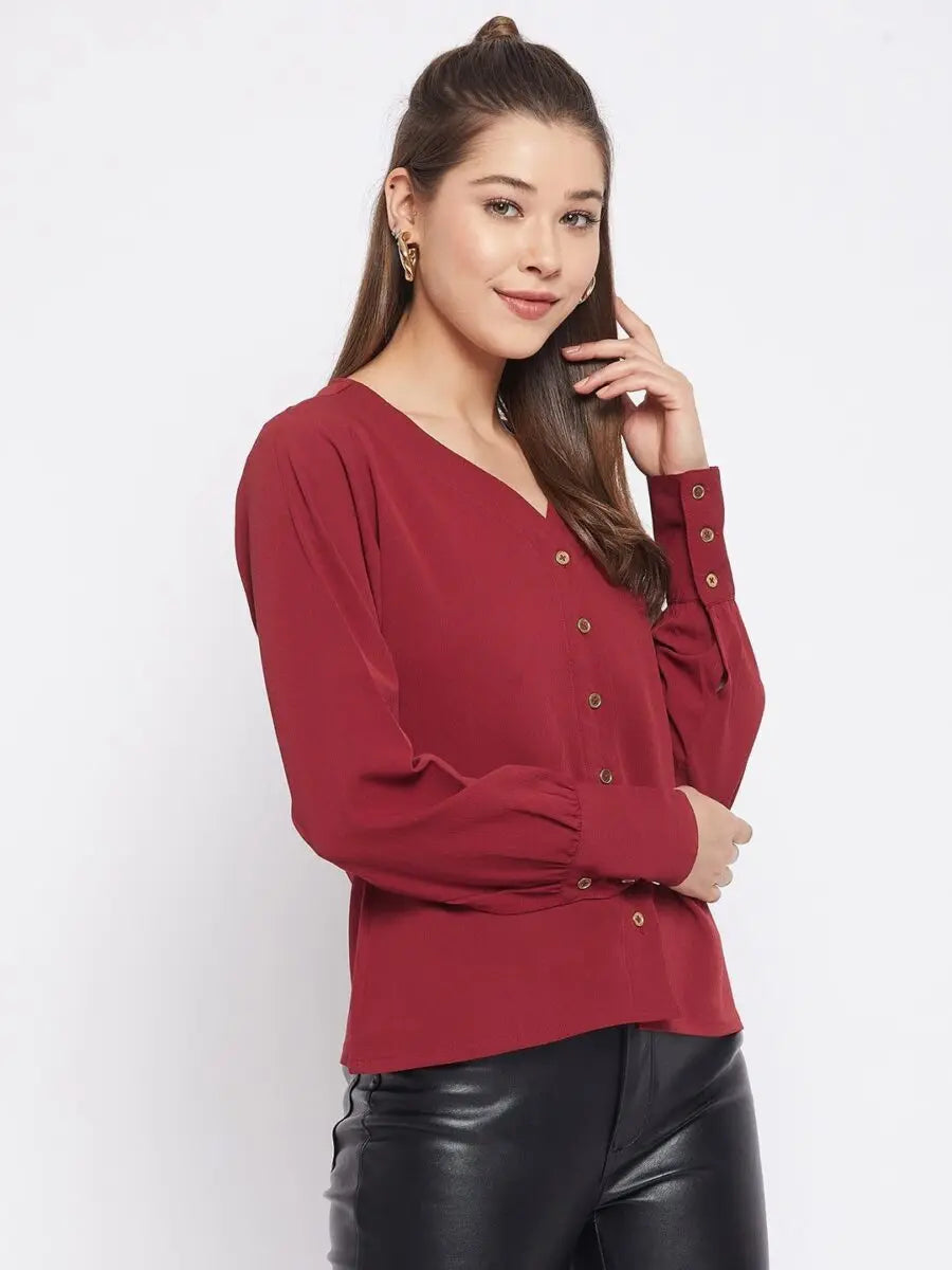 winered-maroon-solid-polyester-shirt-style-top