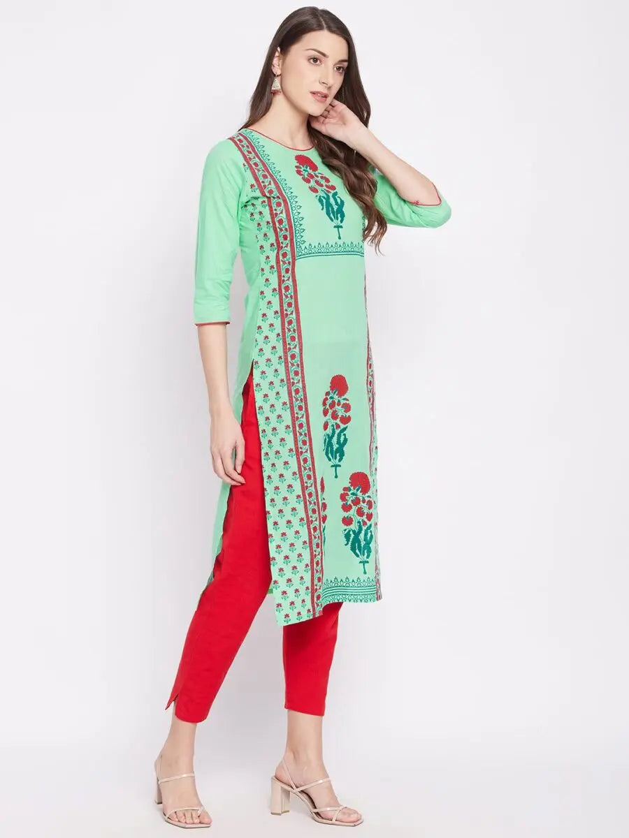 winered-green-straight-pure-cotton-printed-kurta