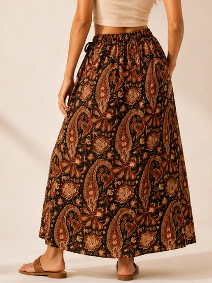 Women Paisley Print Wrap Skirt