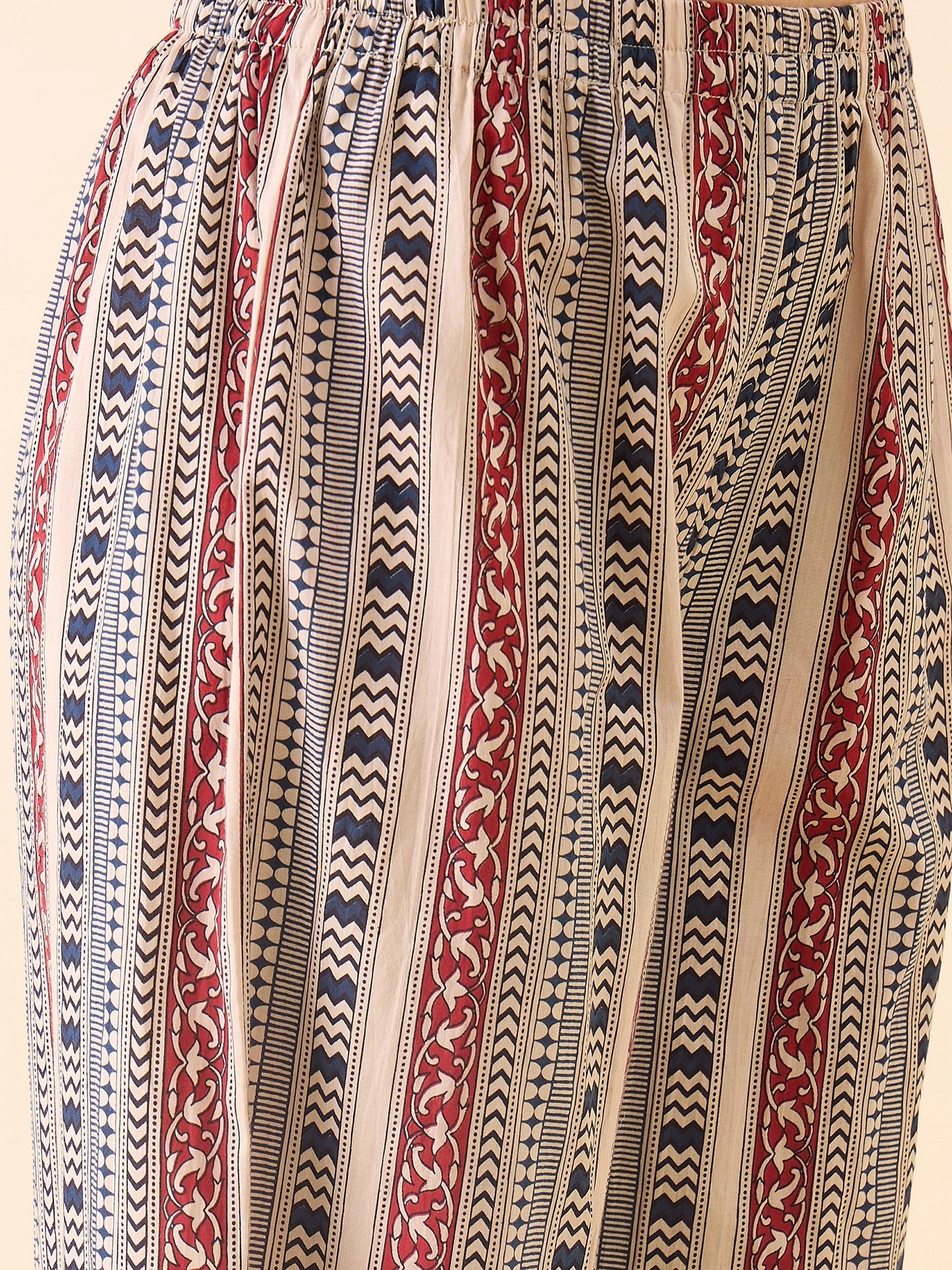 Women's Maroon Printed Sleeveless A-Line Kurta with Palazzo Set