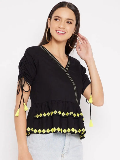 winered-black-a-line-rayon-embroidered-top