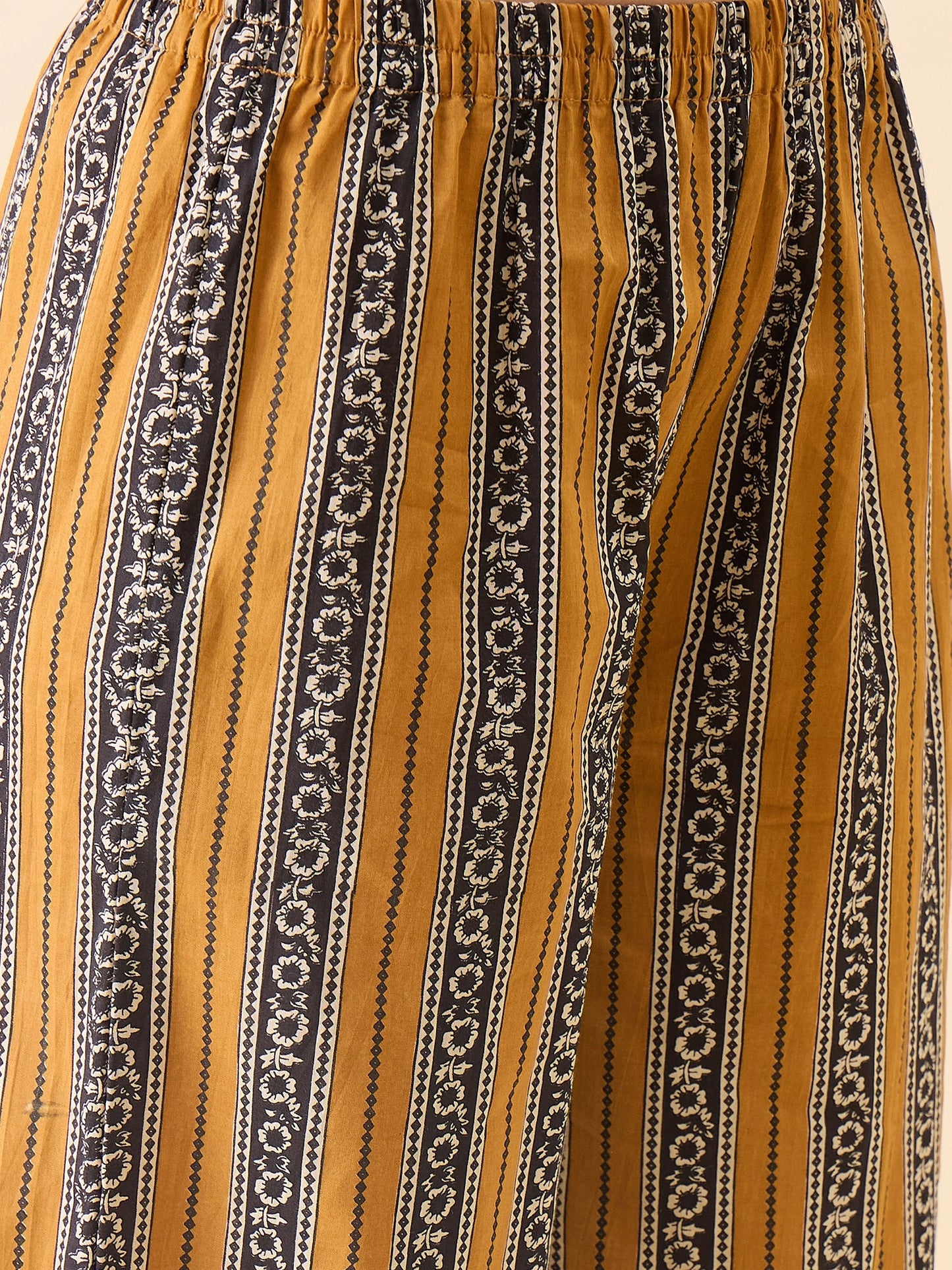 Women's Yellow Floral Printed Sleeveless A-Line Kurta with Palazzo Set | Round Neck Ethnic Wear | Casual & Festive Wear