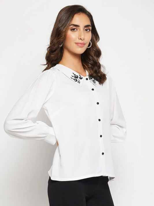 winered-white-cotton-tops-for-women-white-contrast-collar-embroidered-shirt