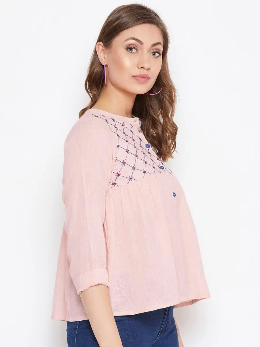 winered-pink-embroidered-cotton-shirt-style-top