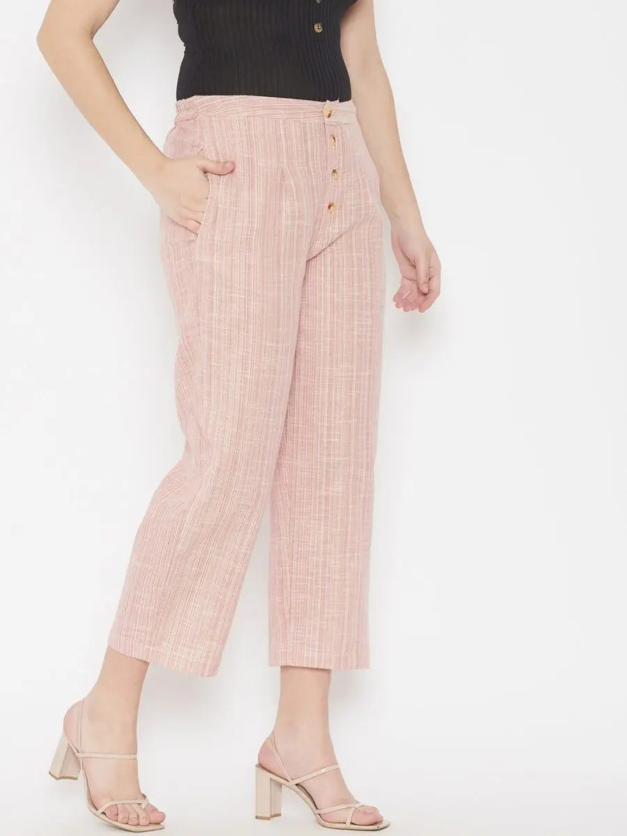 winered-pink-regular-fit-cotton-texetured-trouser