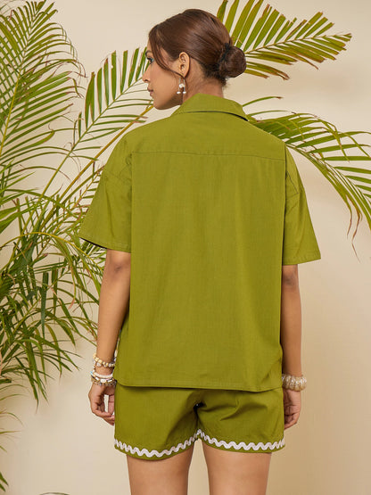 women-green-cotton-oversized-shirt-with-shorts-set