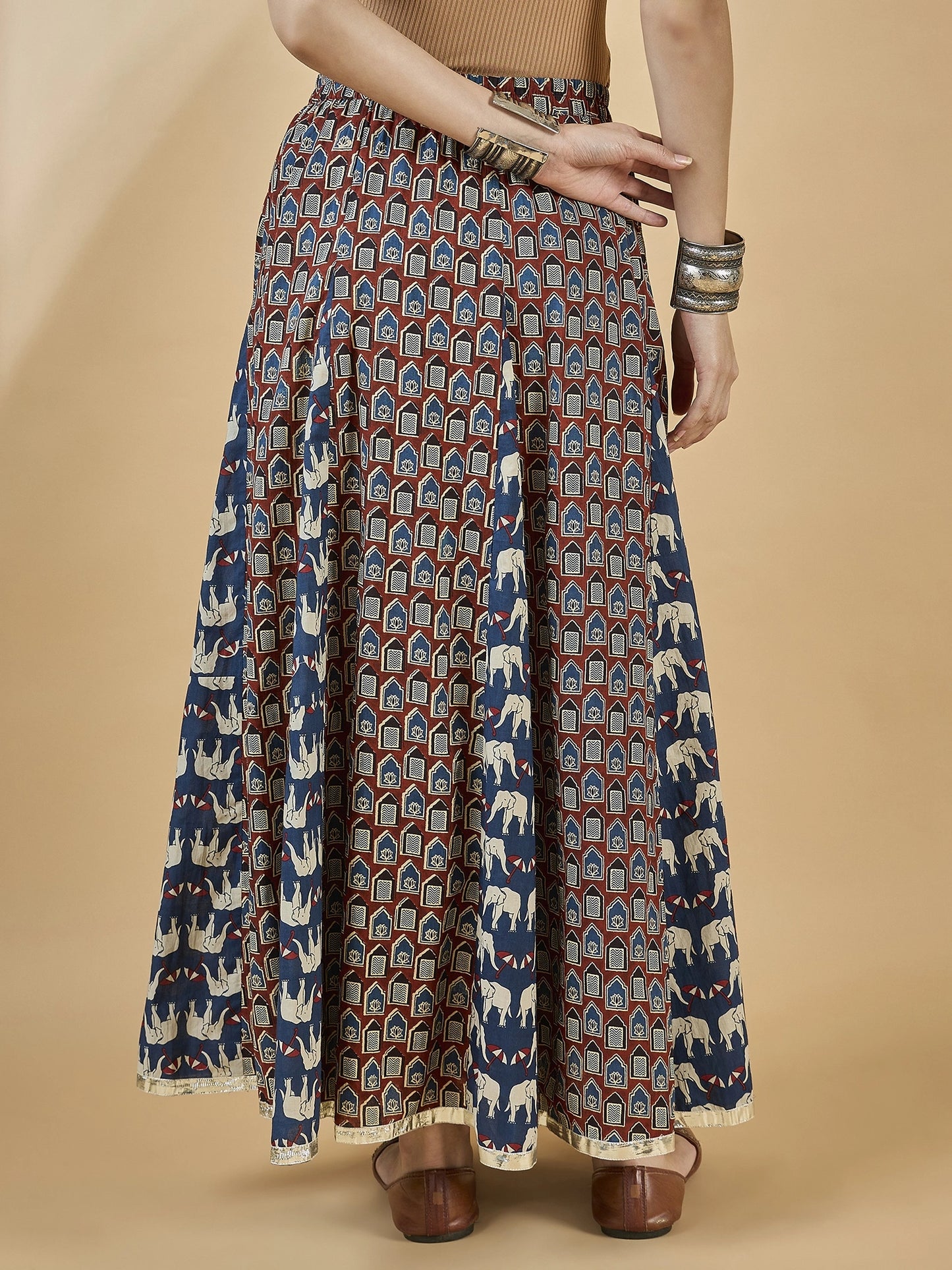women-printed-godet-skirt