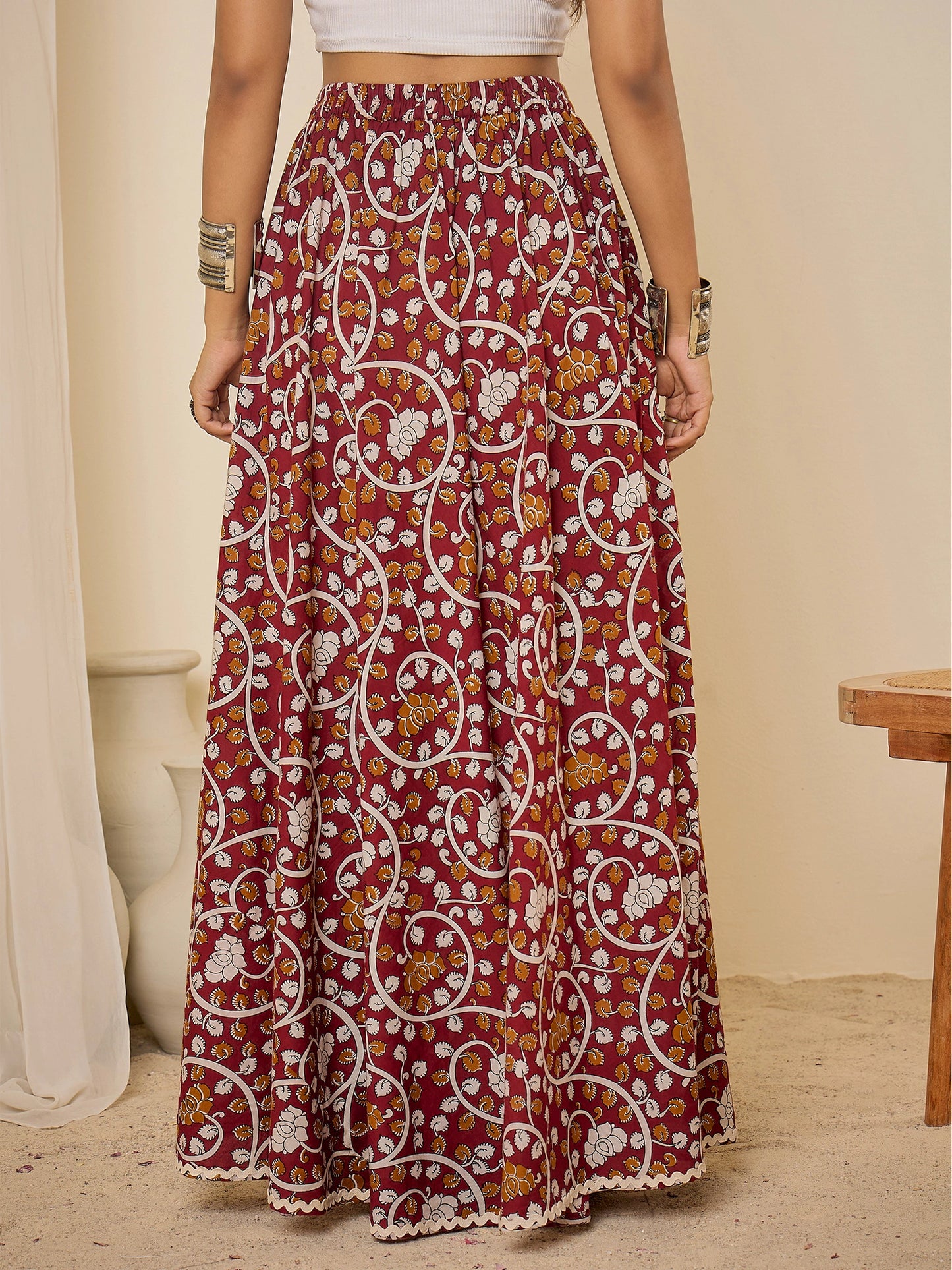 women-maroon-ethnic-print-cotton-maxi-skirt