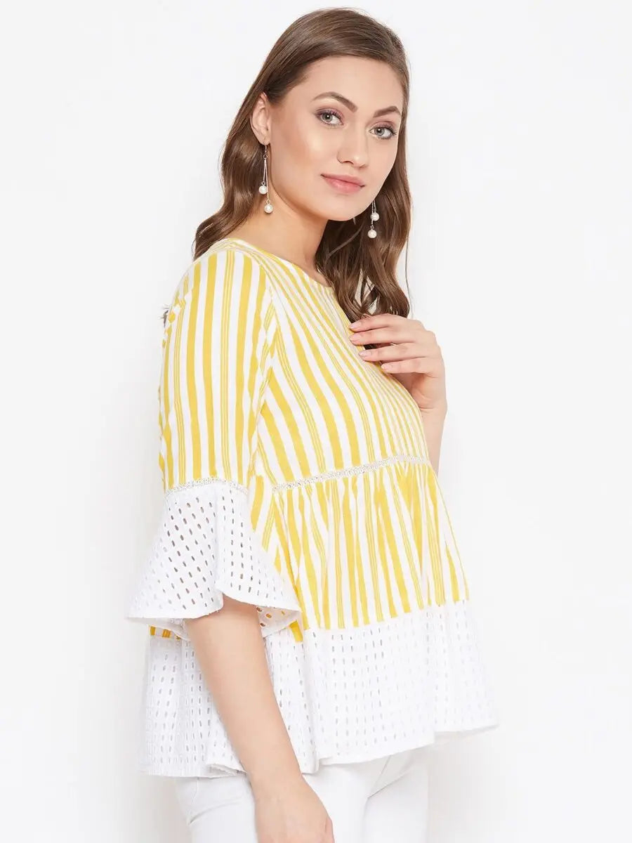 winered-yellow-striped-rayon-empire-waist-top