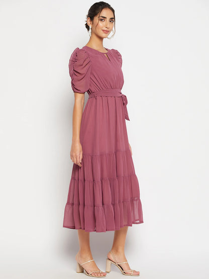 Woman Tier Bottom Solid georgette Dress