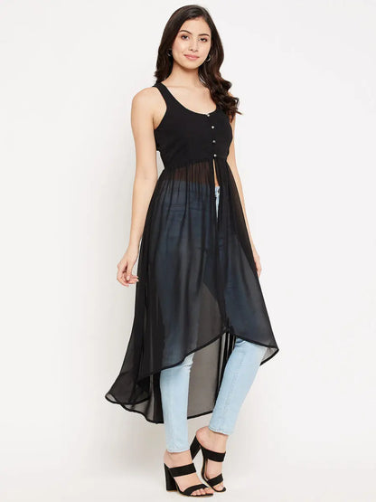 winered-black-tops-for-women-front-opening-high-low-top