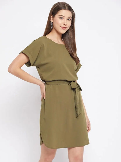 winered-green-sheath-crepe-solid-dress