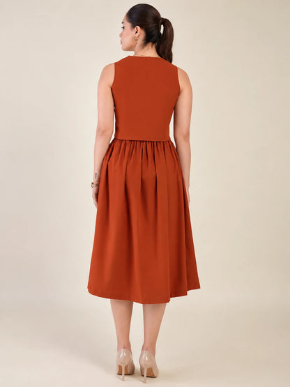Women Rust Vest & Skirt Co-ord Set