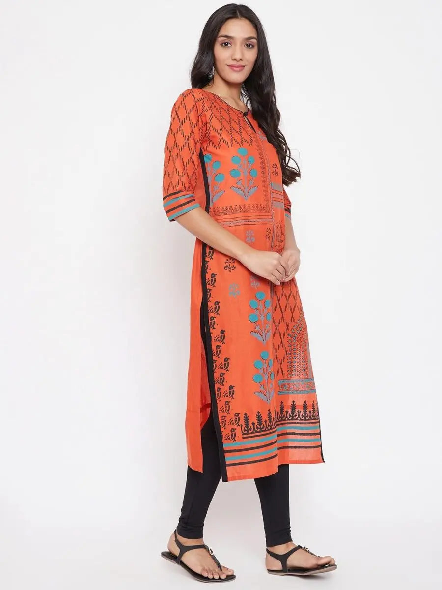winered-rust-orange-straight-cotton-printed-kurta