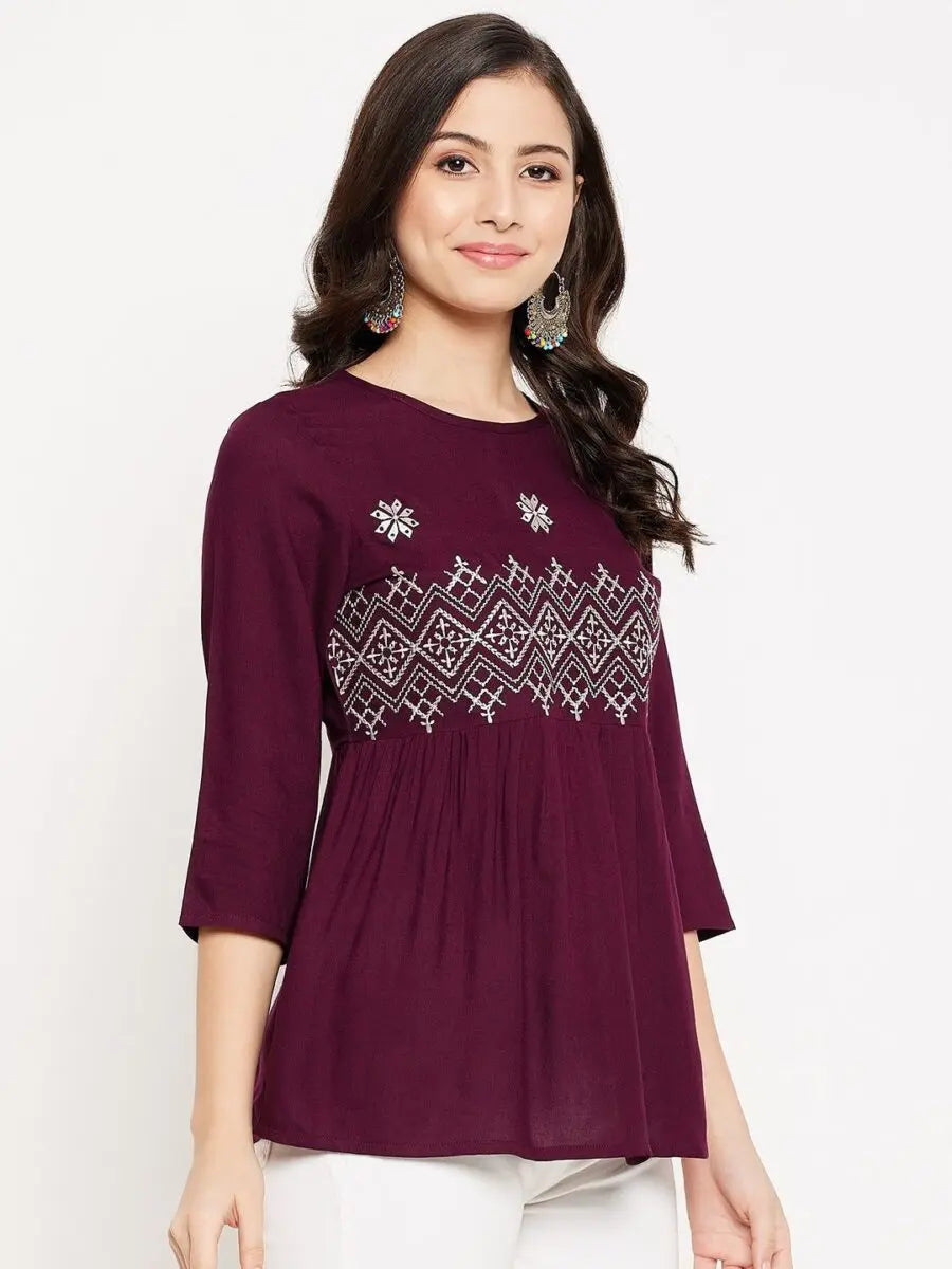 winered-purple-embroidered-rayon-a-line-top
