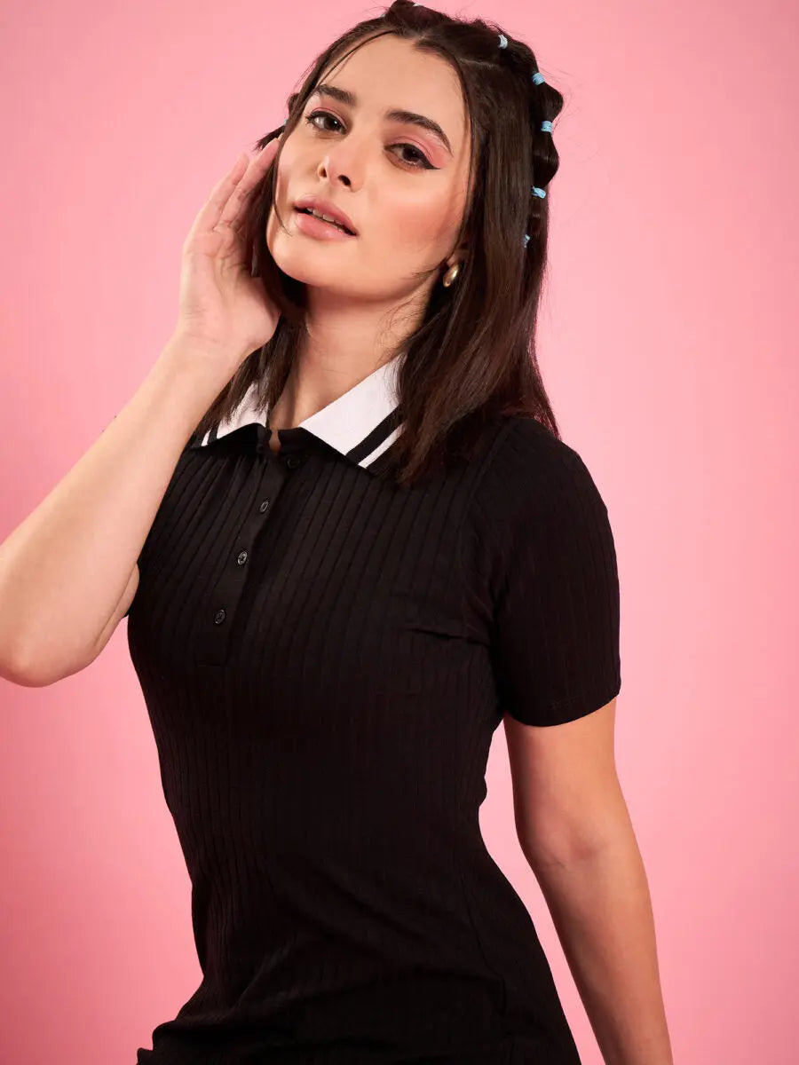 winered-women-black-collared-bodycon-dress