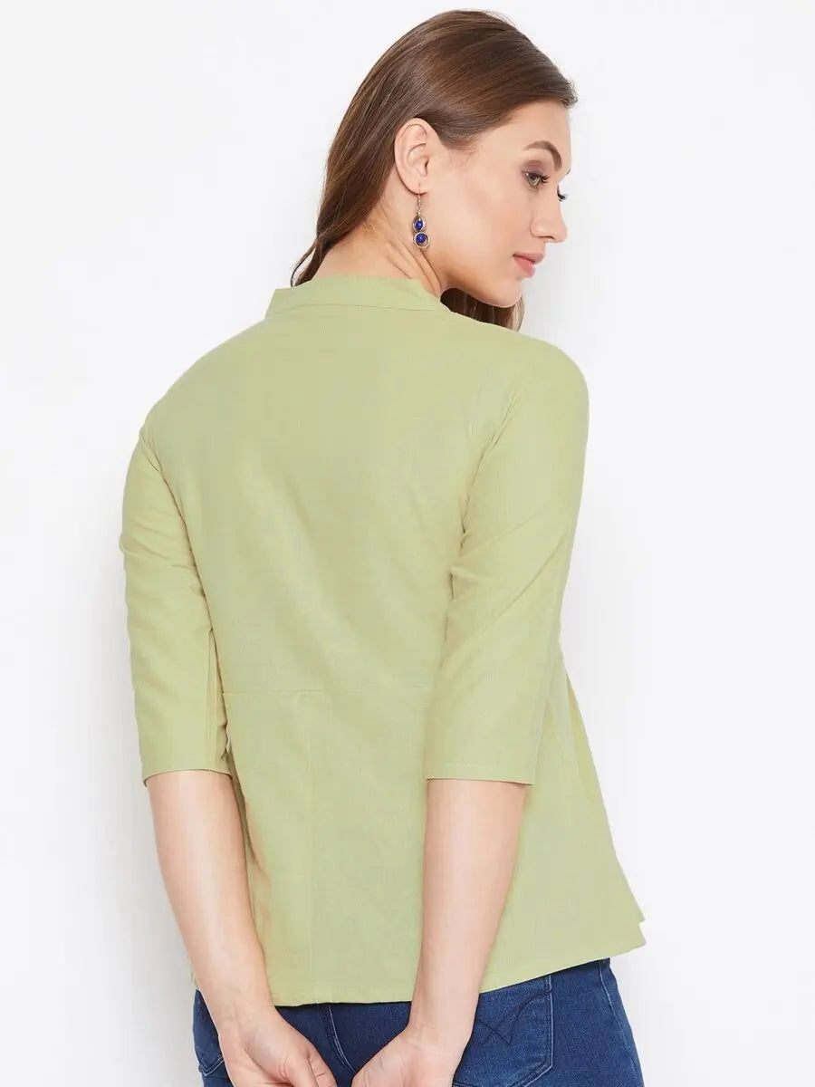 winered-light-green-embroidered-cotton-empire-waist-top