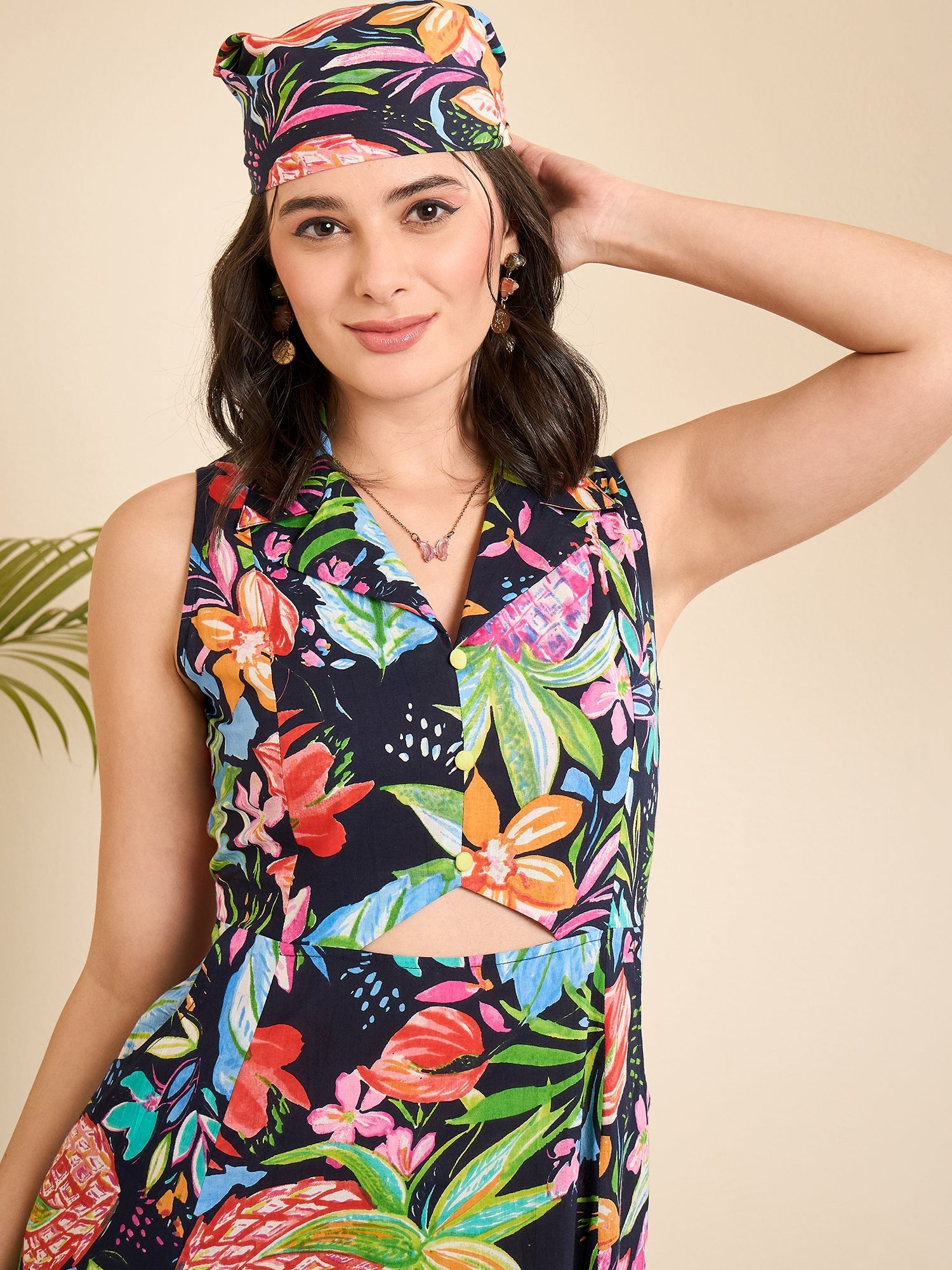 women-navy-blue-cotton-printed-front-triangle-cut-out-a-line-dress