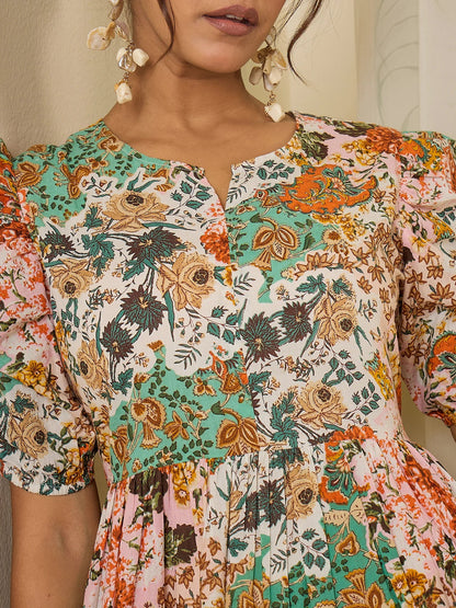 women-cotton-botanical-print-calf-length-tiered-dress