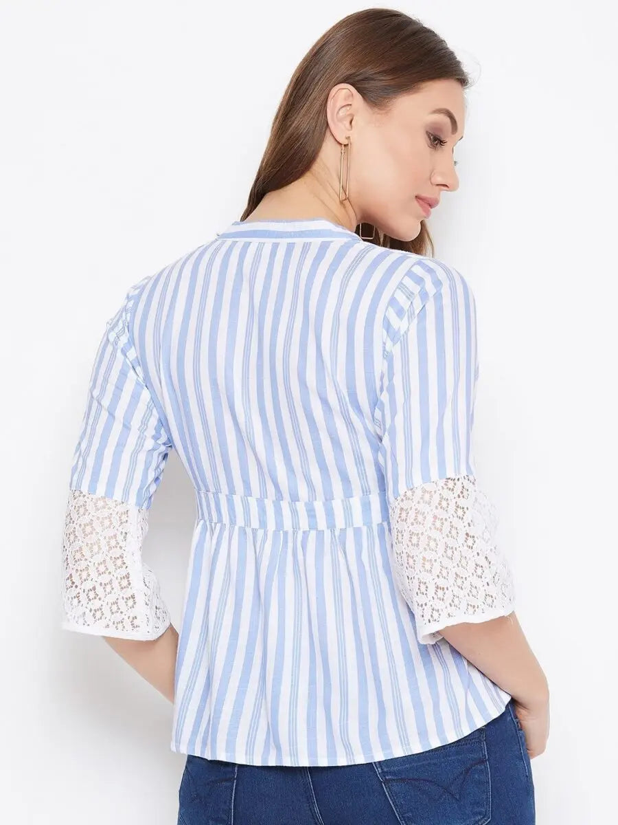winered-blue-striped-rayon-empire-waist-top