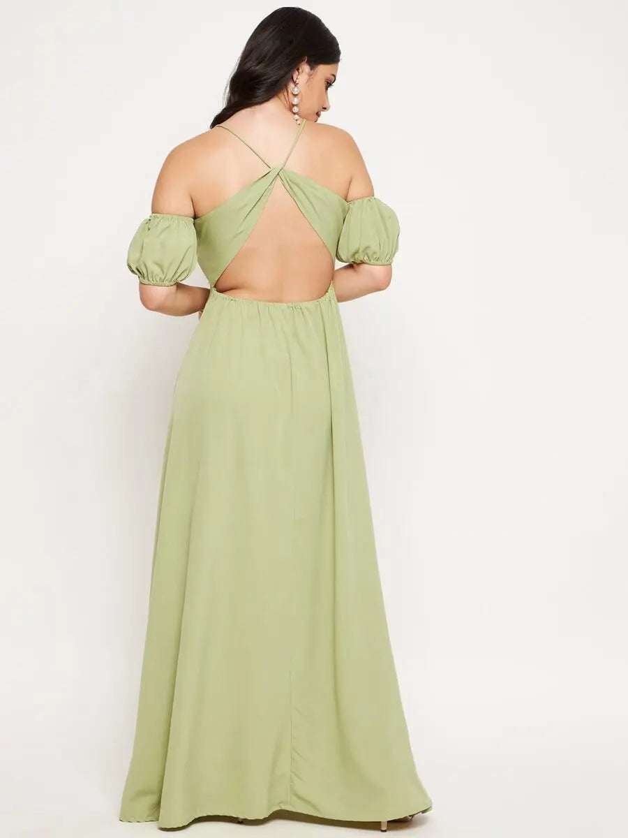 winered-light-green-crepe-long-dress