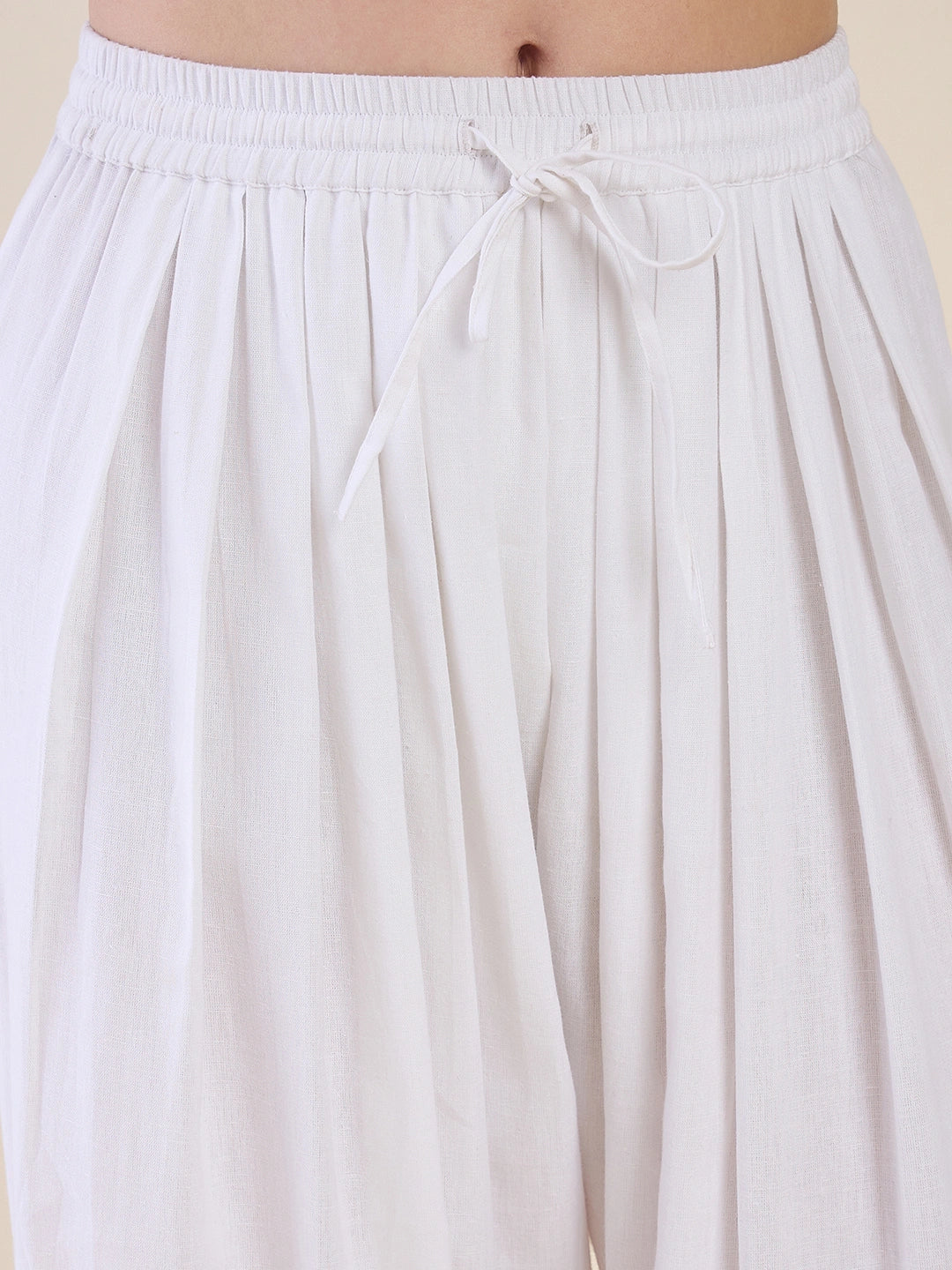 Women White Solid Cotton Farshi Salwar
