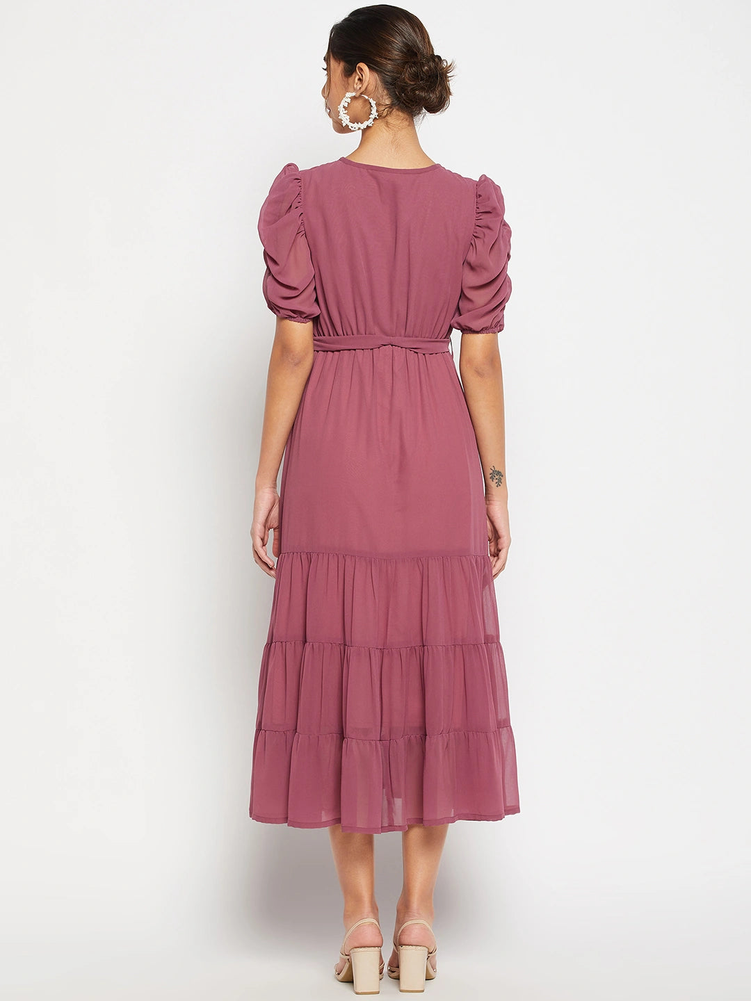 Woman Tier Bottom Solid georgette Dress