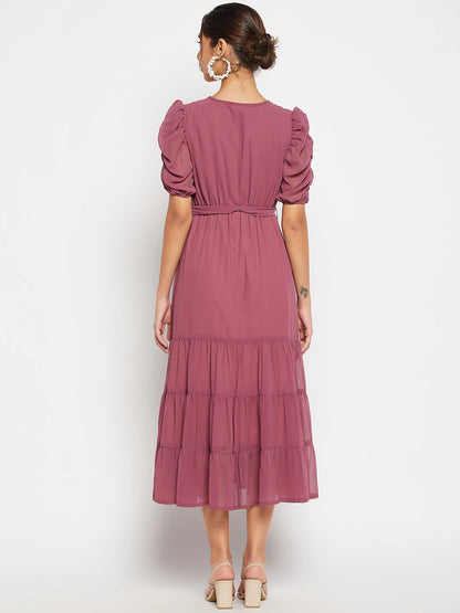 Woman Tier Bottom Solid georgette Dress