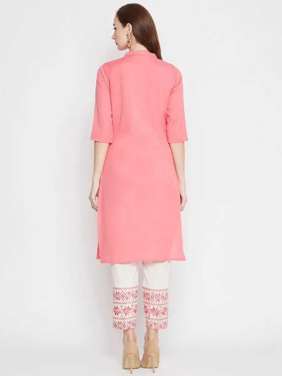 winered-pink-straight-cotton-embroidered-kurta-and-pant-set