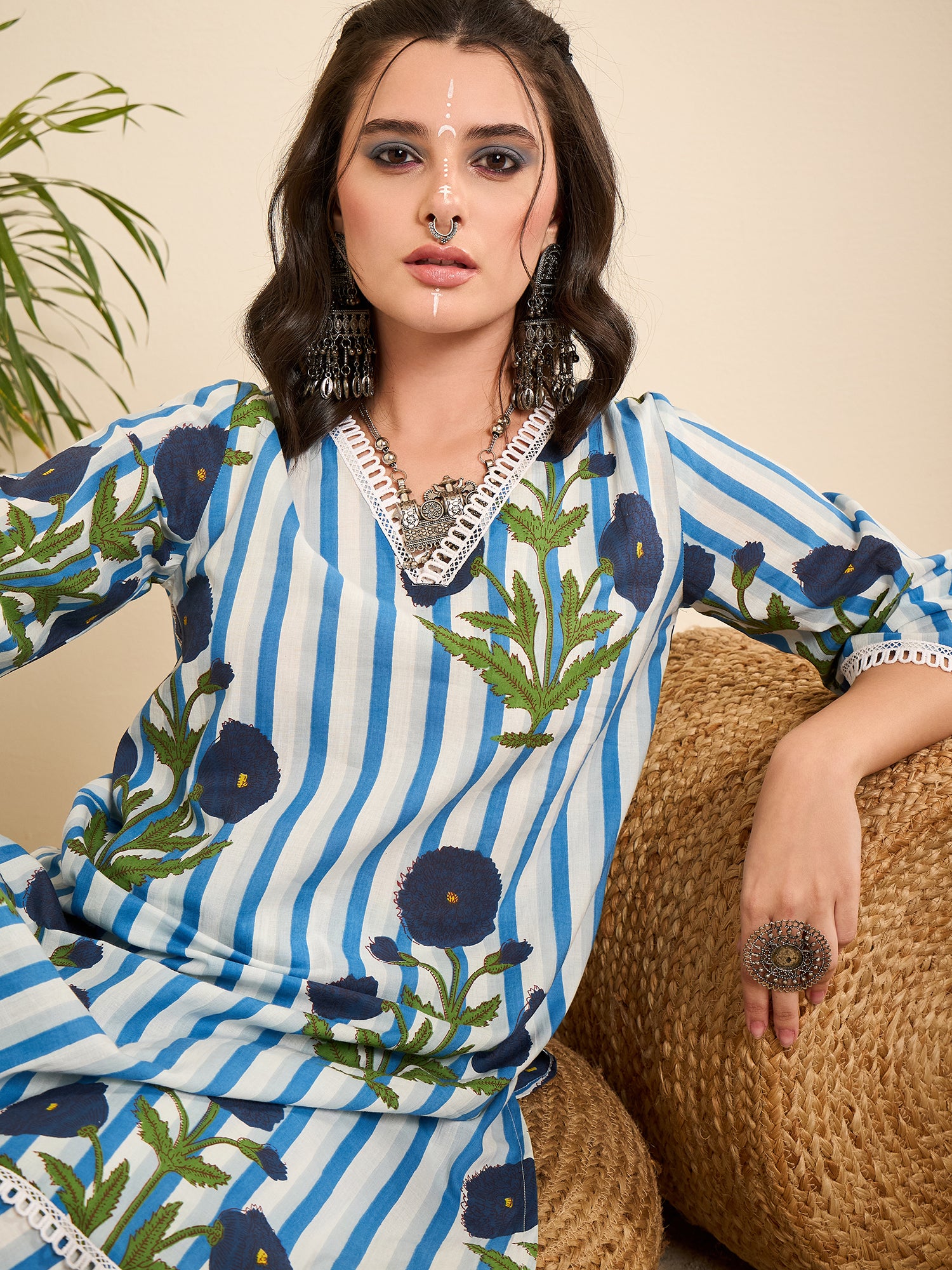 women-white-striped-floral-printed-cotton-co-ord-set