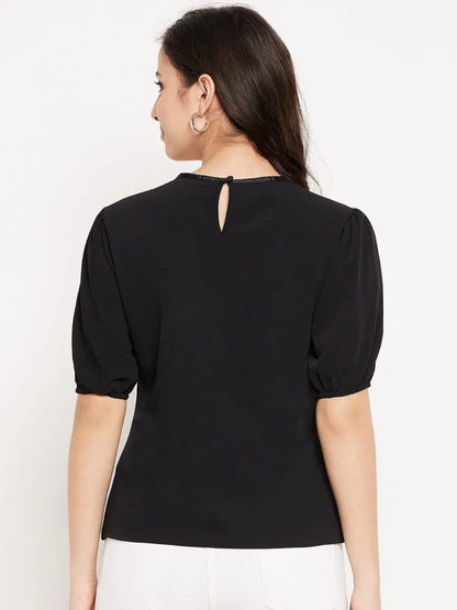 winered-pearl-gathered-neck-puff-sleeve-top