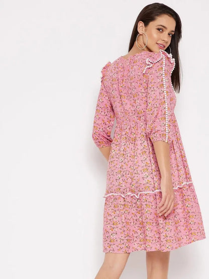 winered-pink-a-line-rayon-floral-print-dress