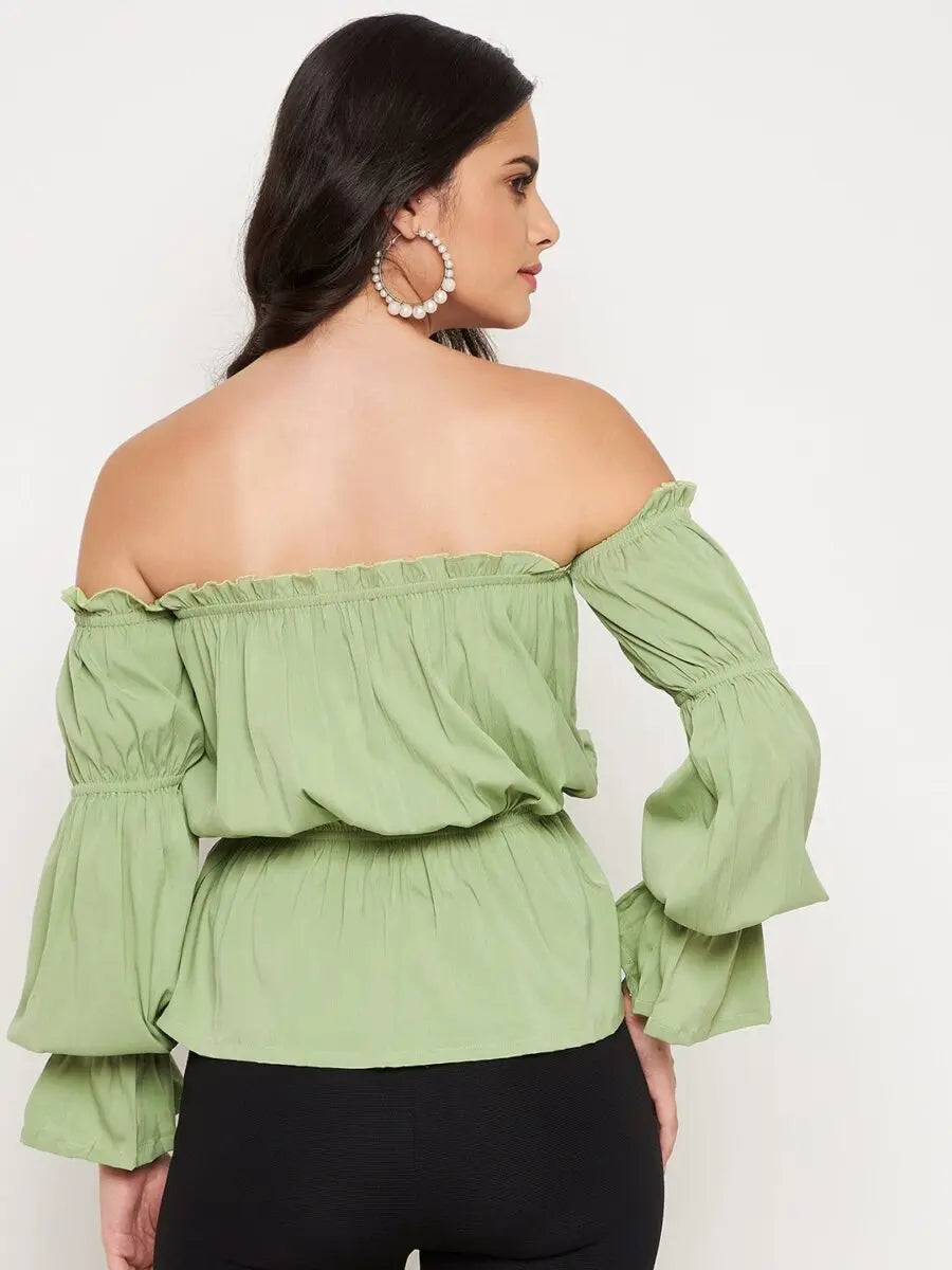 winered-light-green-off-shoulder-top
