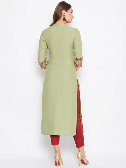 winered-dusty-green-straight-rayon-embroidered-kurta