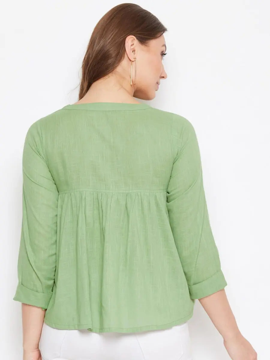 winered-green-embroidered-cotton-shirt-style-top