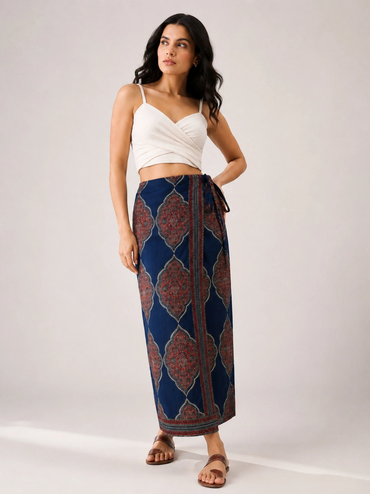 Women Ethnic Print Wrap Skirt