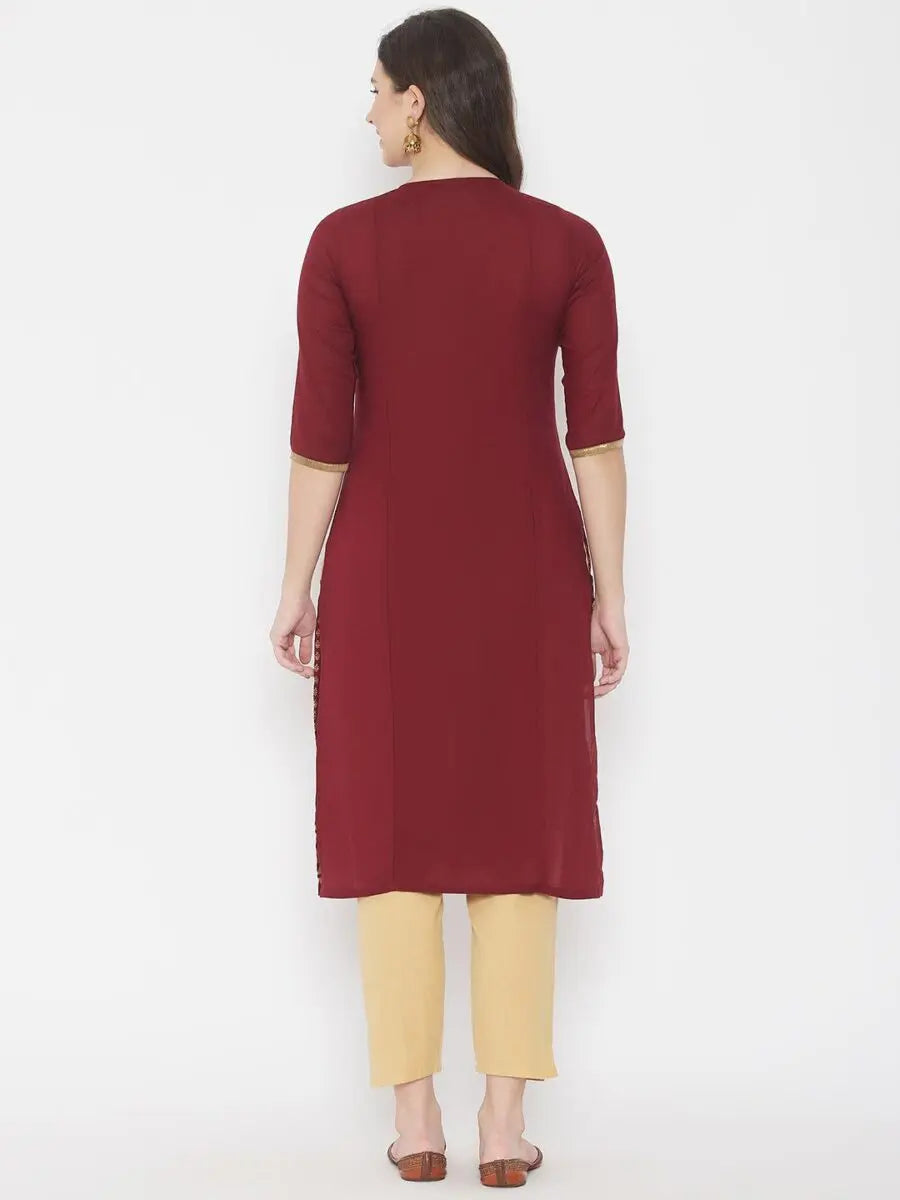 winered-maroon-straight-pure-cotton-printed-kurta