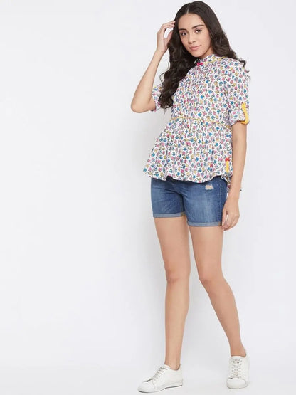 winered-white-floral-print-cotton-regular-top