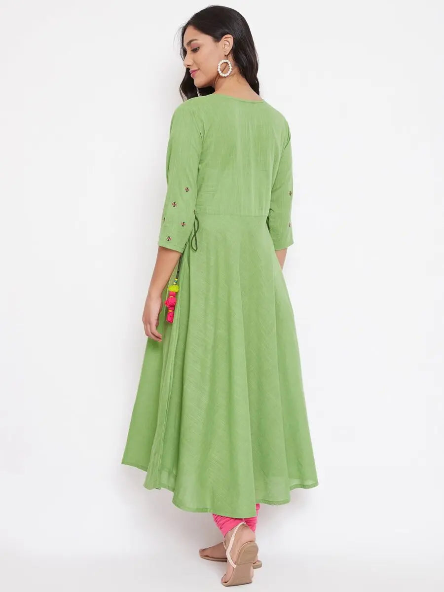 winered-green-straight-cotton-embroidered-kurta