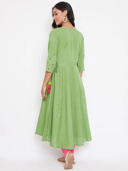 winered-green-straight-cotton-embroidered-kurta