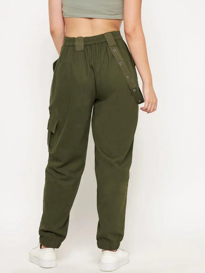 winered-olive-green-cotton-trousers-for-women-cargo-trouser