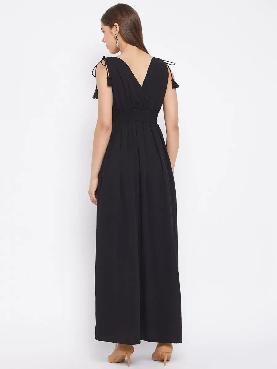 winered-black-solid-maxi-dress