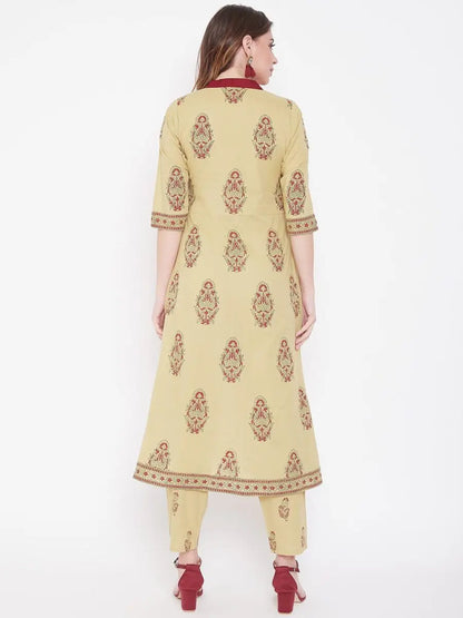 winered-beige-a-line-cotton-printed-kurta-and-pant-set