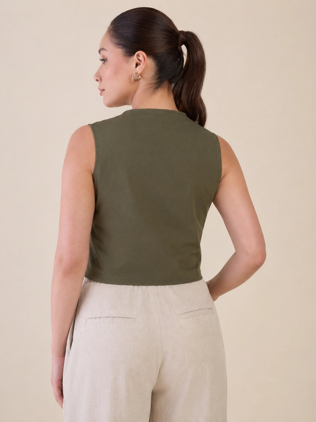 Women Olive Green Vest Top