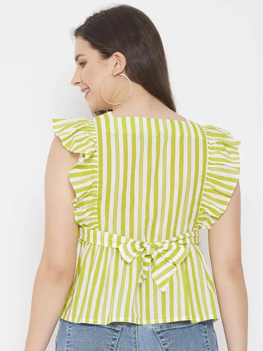 winered-green-a-line-cotton-striped-top