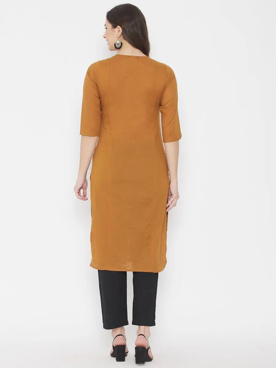 winered-brown-straight-pure-cotton-printed-kurta