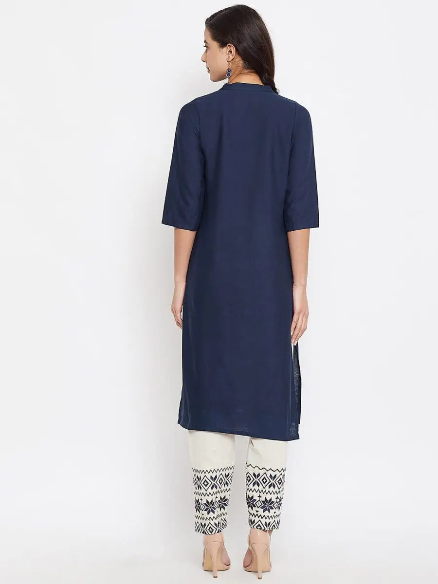 winered-navy-blue-straight-cotton-embroidered-kurta-and-pant-set