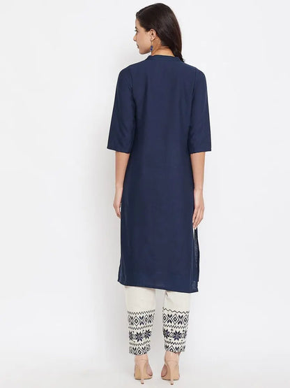 winered-navy-blue-straight-cotton-embroidered-kurta-and-pant-set