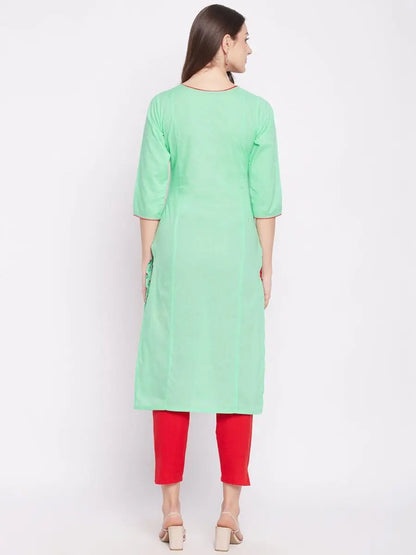 winered-green-straight-pure-cotton-printed-kurta